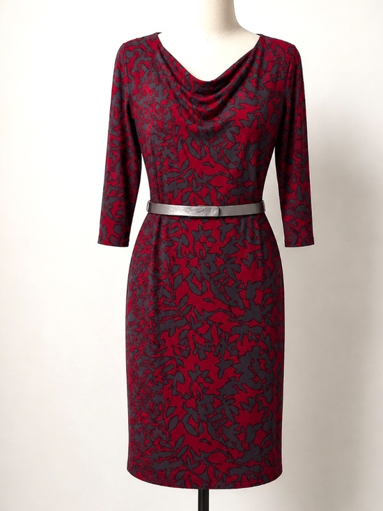 Jones New York Dresses & Skirts - Jones New York Red & Charcoal Gray Floral Print Sheath Dress Size 12